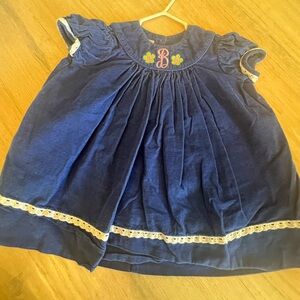 B monogram blue dress corduroy